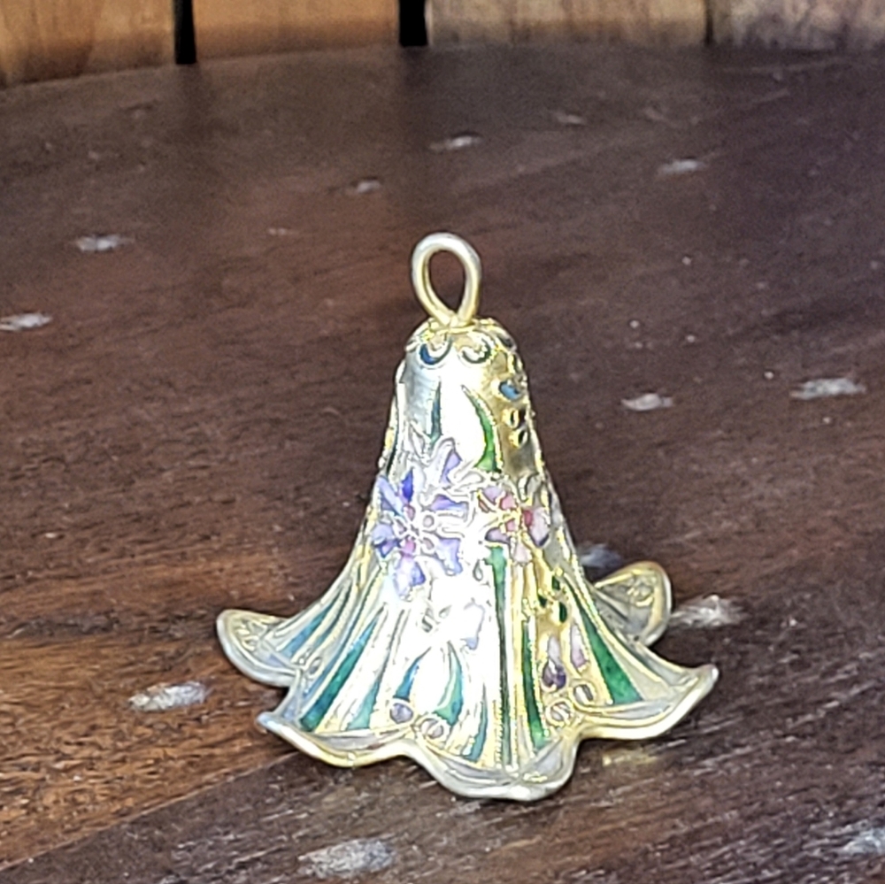 Floral Enamel Bell Ornament - Picture 8 of 15